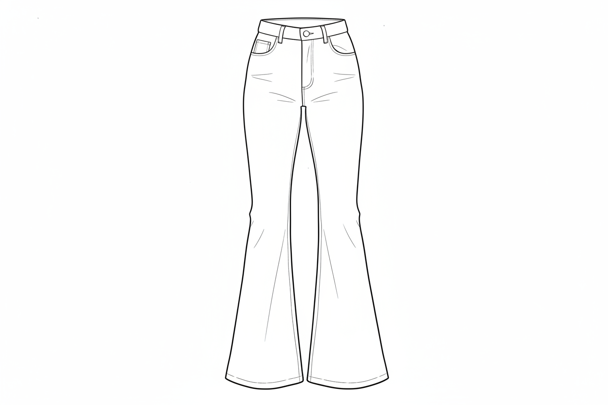 kan du lage ei strek tegning av ei jeans med sleng